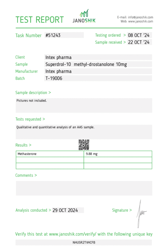 Intex Pharma Superdrol (Methyl Drostanolone) 10mg x 100 tabs