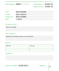 Intex Pharma Testolone RAD140 (10mg)